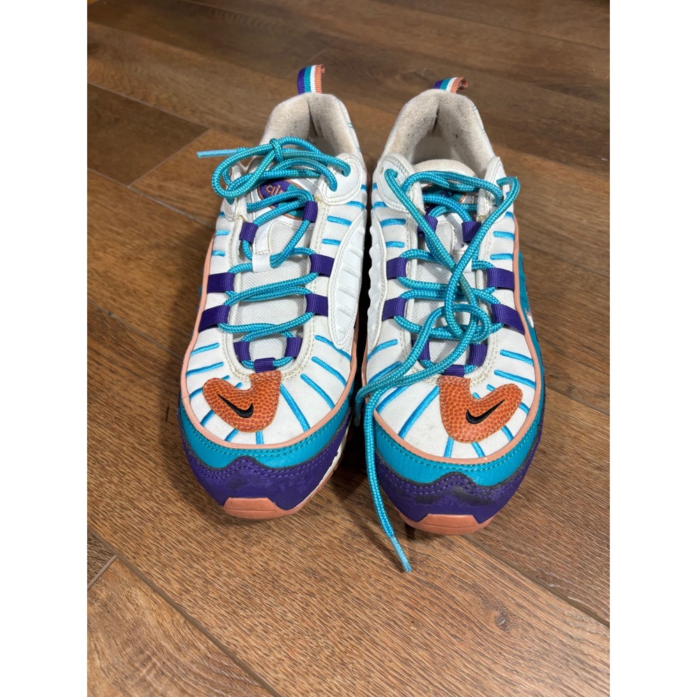 Nike‎ Air Max 98 SE Shoes White Teal Purple Orange Swoosh Size 7Y - Picture 3 of 12